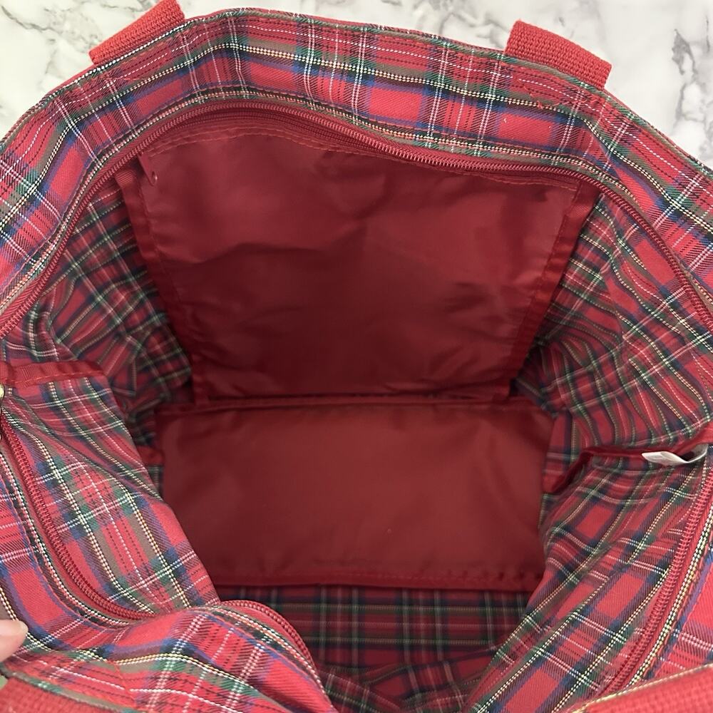Disney Store Vintage 90s Winnie the Pooh Embroidered Tote Bag Purse Red Plaid - Picture 10 of 12